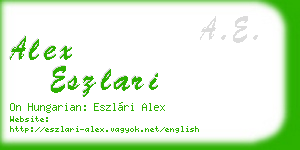 alex eszlari business card